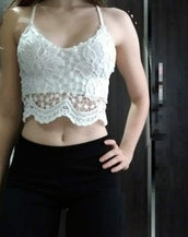 White Lace Flower Bralette Crop Top Women