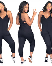 Spaghetti Strap Pockets Loose Rompers Jumpsuit