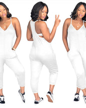 Spaghetti Strap Pockets Loose Rompers Jumpsuit