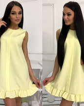Sleeveless Draped Ruffles Casual Dress