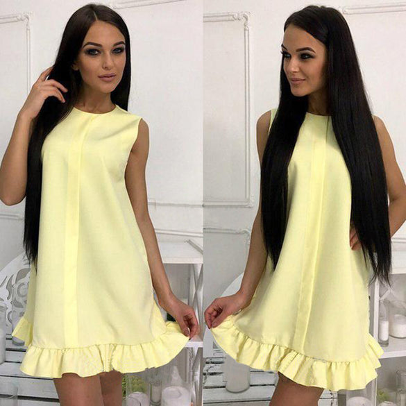 Sleeveless Draped Ruffles Casual Dress