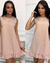 Sleeveless Draped Ruffles Casual Dress