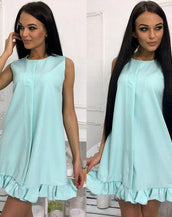 Sleeveless Draped Ruffles Casual Dress