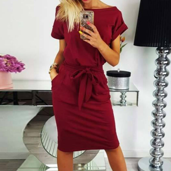 Knee Length Short Sleeve Dress