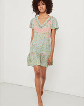 Women Floral Print Draped Mini Dress