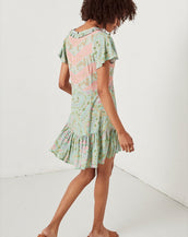 Women Floral Print Draped Mini Dress