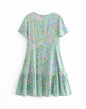 Women Floral Print Draped Mini Dress
