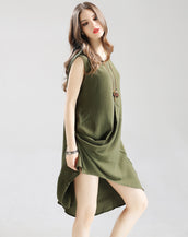 Loose O-Neck Sleeveless Dress