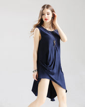 Loose O-Neck Sleeveless Dress