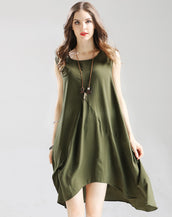 Loose O-Neck Sleeveless Dress
