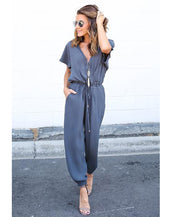 Pleated Waist Short Sleeve Women Playsuit