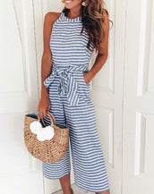 Sleeveless Striped Women  Jumpsuit
