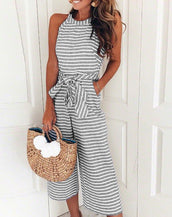 Sleeveless Striped Women  Jumpsuit