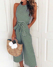 Sleeveless Striped Women  Jumpsuit