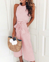 Sleeveless Striped Women  Jumpsuit