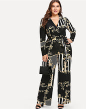 Striped Print Belted Women Jumpsuits