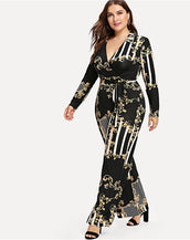 Striped Print Belted Women Jumpsuits